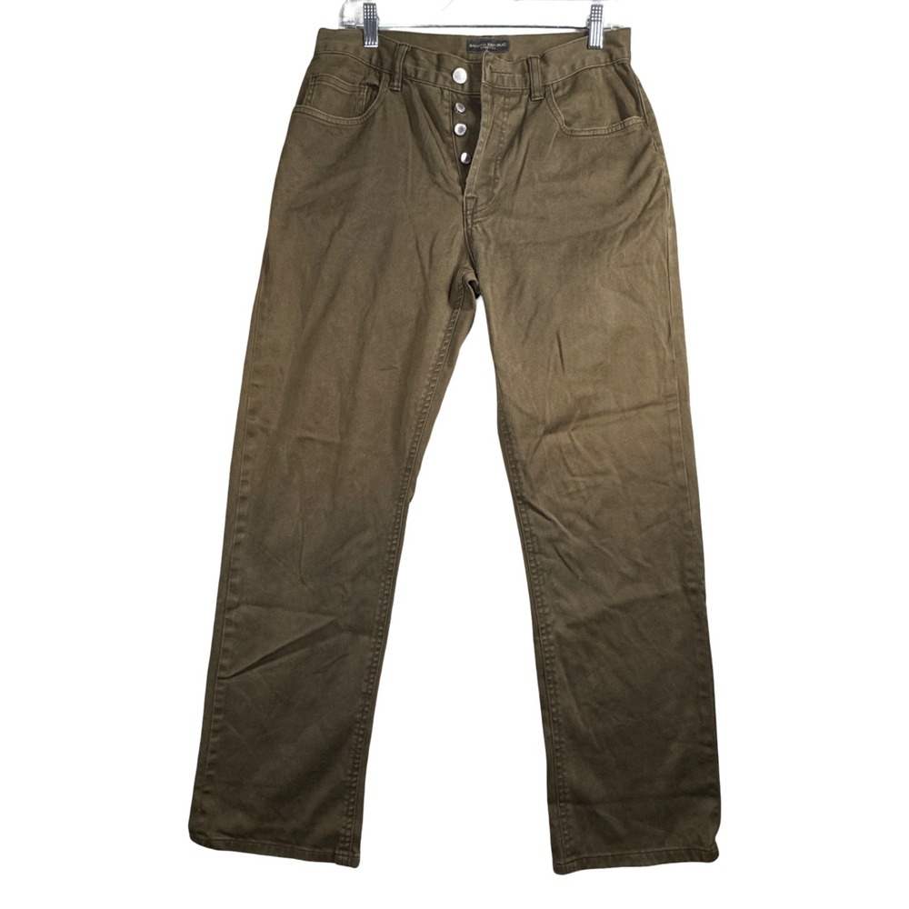 Banana Republic Stretch Pants Mens 31R Khaki Brown Button Fly Y2K Casual